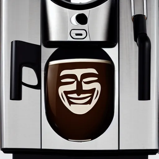 Image similar to face on a humanoid coffee machine