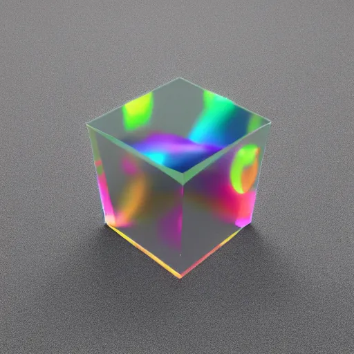 Image similar to 3 d rendering of a transparent prism, caustic projection on the ground, octane renderer, raytracing, 4 k, rtx, cone of light