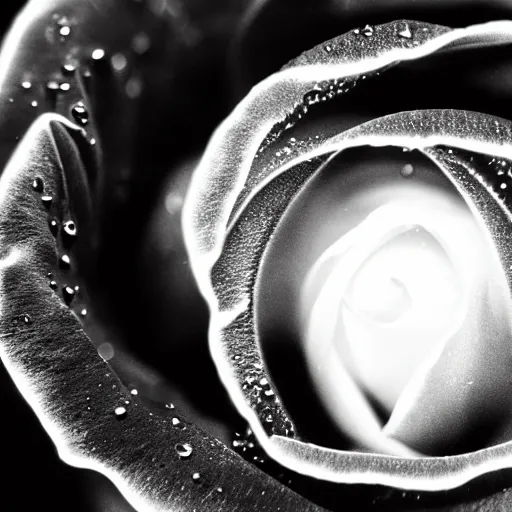 Image similar to award - winning macro of a beautiful black rose made of glowing molten magma