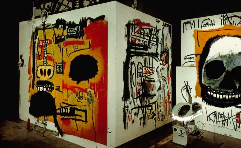 Image similar to photograph of basquiat skull machine perfect composition masterpiece dramatic lighting