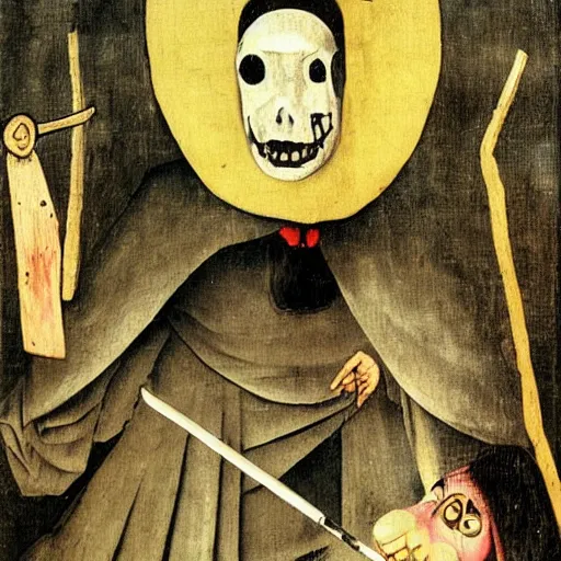 Image similar to Shinigami, painting by Hieronymus Bosch