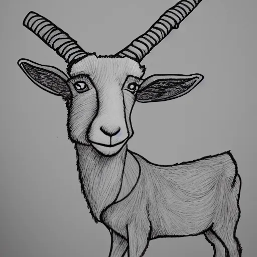 Image similar to billy the Disney goat with a whole churro in his mouth, line art