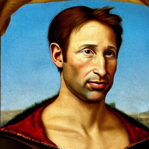 Prompt: a renaissance style portrait painting of David Duchovny