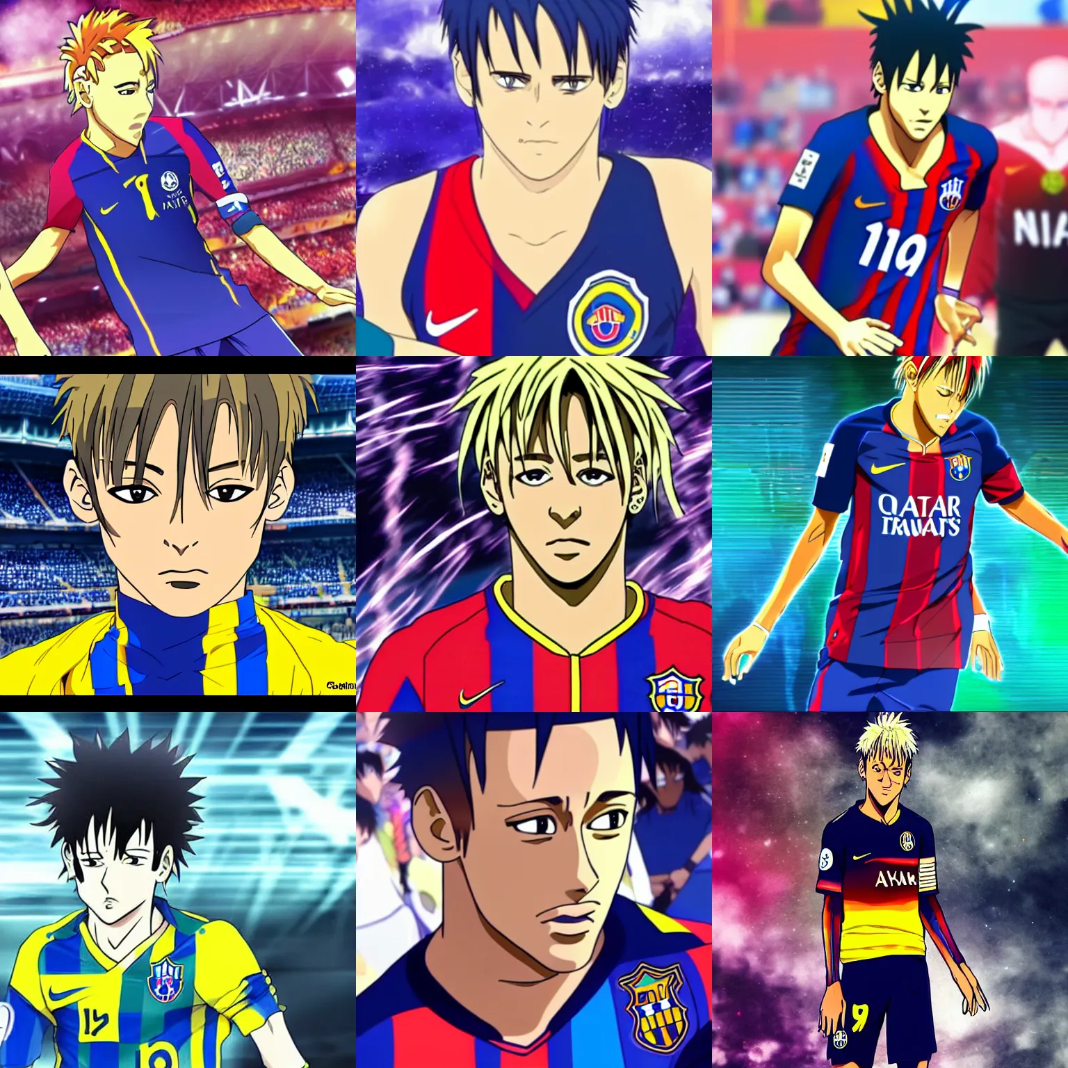 Image similar to neymar, screenshot from a 2012s anime