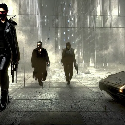 Image similar to scene from the matrix movie, dystopia, unreal engine, artstation, artistic style.