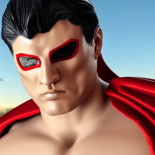 Image similar to soviet russian superman with an eyepatch, close up, photorealistic