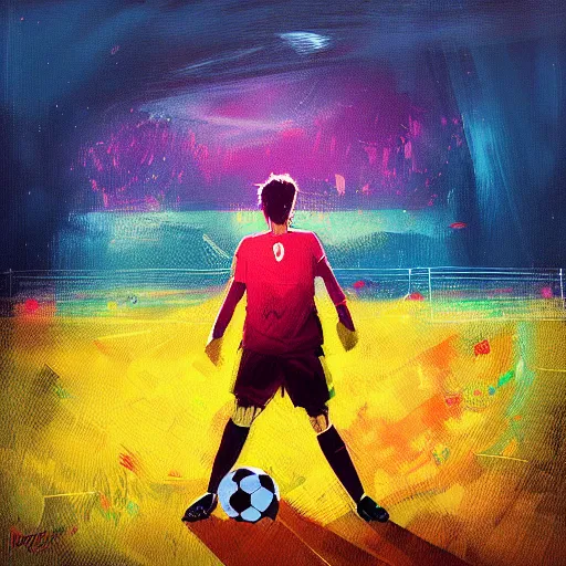 Image similar to soccer ball by alena aenami and annato finnstark