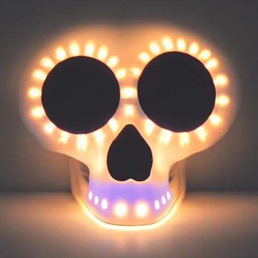 Prompt: skull with led lights eyes