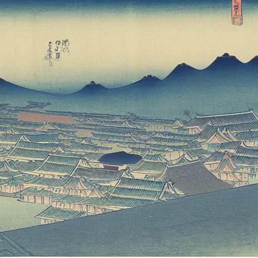 Image similar to a city by tomioka tessai ( 1 8 3 7 - 1 9 2 4 )