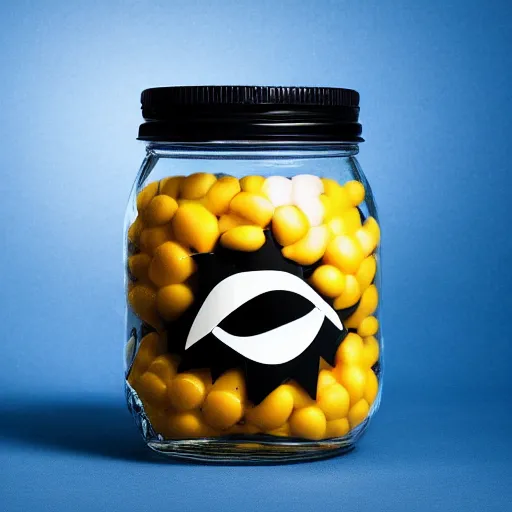 Image similar to Evil monster in a jar, product photography, centered, studio lightning