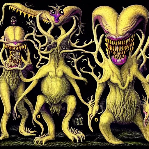 Image similar to bizarre bestiary of repressed unconscious emotional monsters and creatures