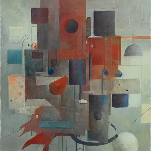 Image similar to a painting by shaun tan of an abstract maximalist sculpture by the caretaker