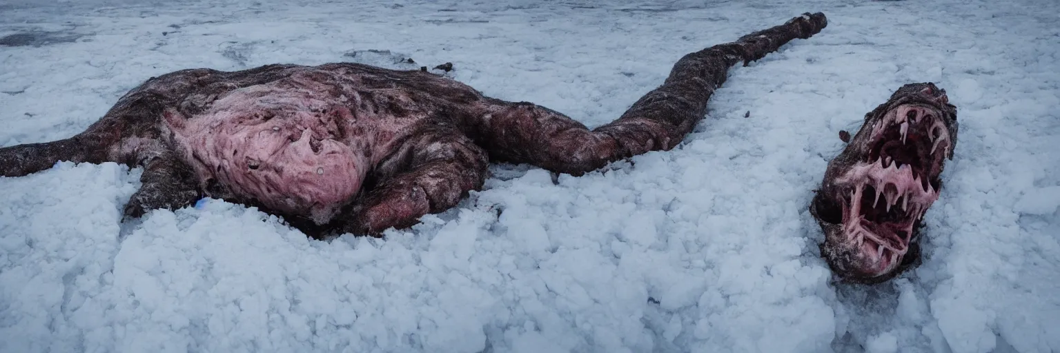 Image similar to photo of A (gigantic) monster trapped under the ice