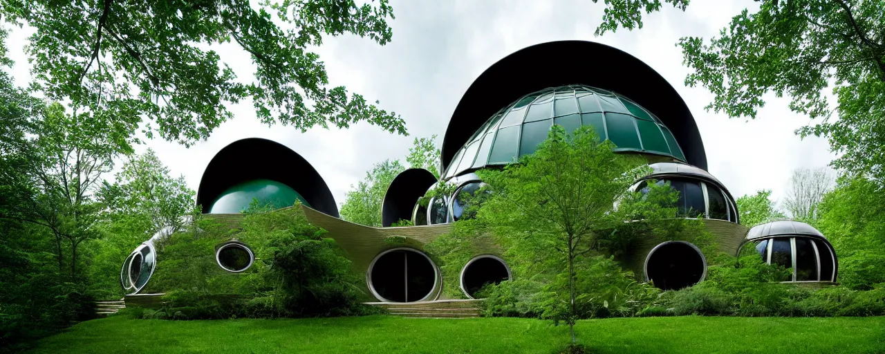 Image similar to spectacular green dome house by buckminster fuller and kristoffer tejlgaard, earthship, optimus sun orientation, north hemisphere,