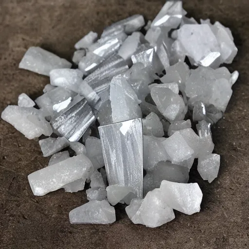 Prompt: quartz crystals stibnite