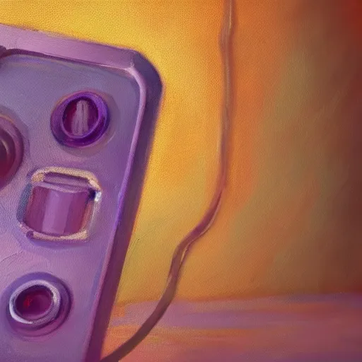 Image similar to chill purple old phone aesthetic, oil painting, pale colors, high detail, 8 k, wide angle, trending on artstation,