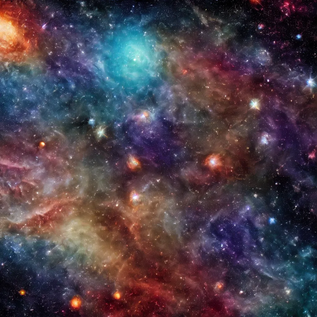 Prompt: A very high resolution satellite picture of outer space, with lots of stars, planets, galaxies, and nebulas, very colorful, very realistic.