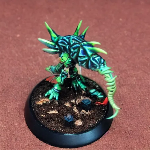 Prompt: Tyranid Anomalocaris, painted warhammer 40k miniature