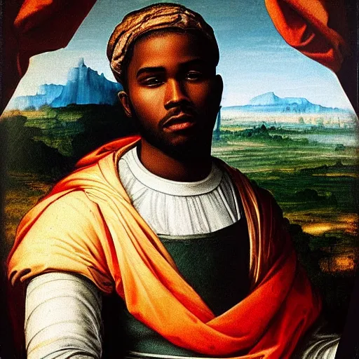 Image similar to renaissance era painting of frank ocean