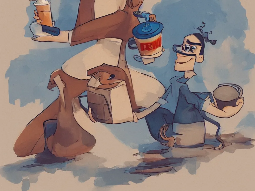 Image similar to the best way to drink your coffee, by pixar, serene illustration, fresh colors, trending on artstation