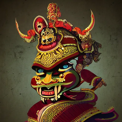 Image similar to barong bali, illustration, digital art, trending artstation