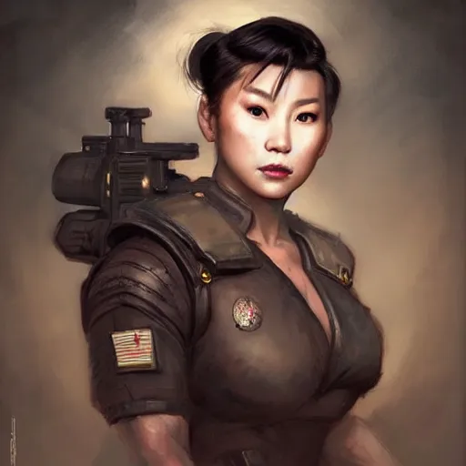 Prompt: portrait of chun - li, colourised, face portrait, epic, tragic, military art, fantasy, dieselpunk, hd shot, digital portrait, beautiful, artstation, comic style, by artgerm, guy denning, jakub rozalski, magali villeneuve and charlie bowater