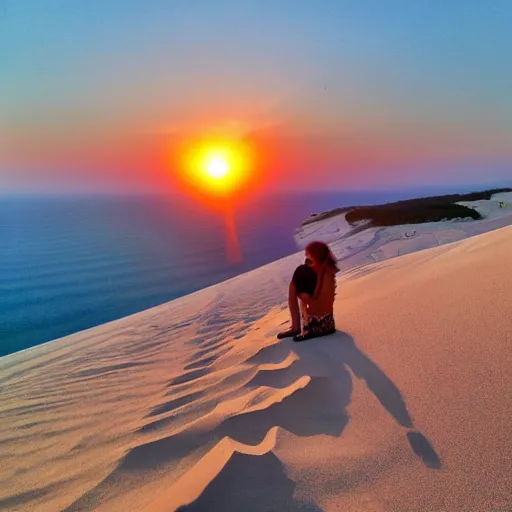 Prompt: watching the sun go down at the dune du pilatus in France