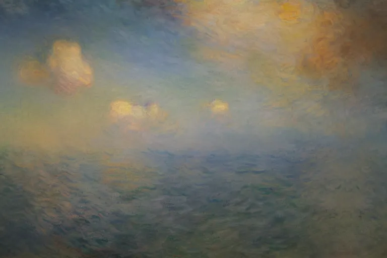 Prompt: the emergence of clouds by ross tran and claude monet, oil on canvas, masterpiece