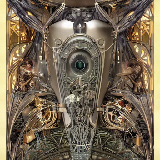 Image similar to birth of a new machine, unreal, 8 k, art nouveau