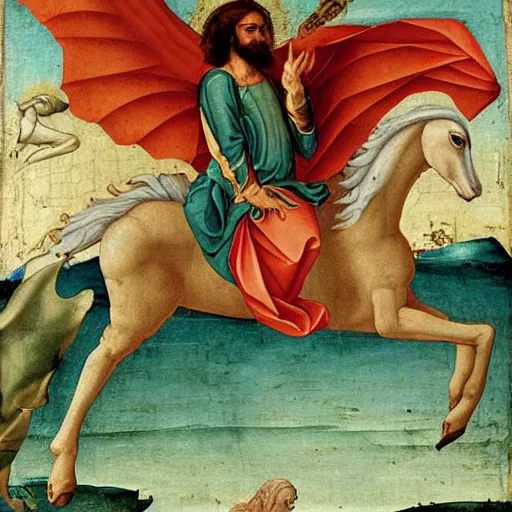 Prompt: jesus riding a dragon, renaissance painting-n 4