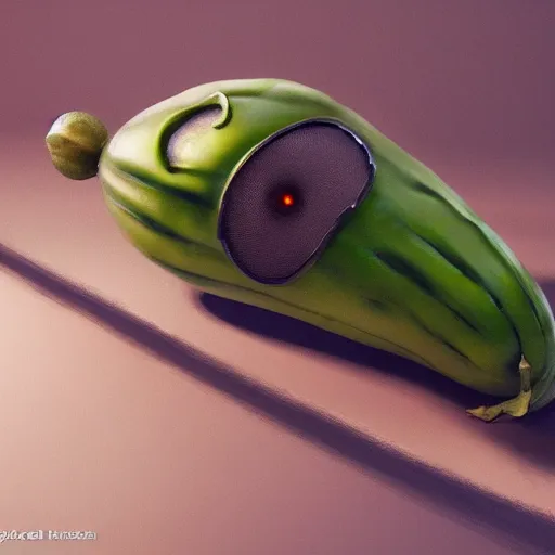 Image similar to frightened pickle by Tatsuyuki Tanaka, trending on artstation, 8K, highly detailed