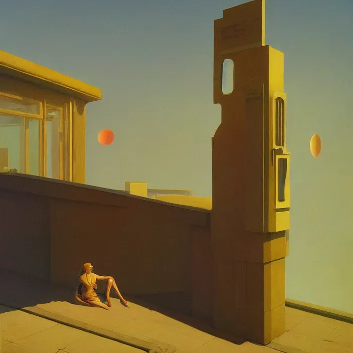 Image similar to i want to be with you and the sun will rise, science fiction, Edward Hopper and James Gilleard, Zdzislaw Beksinski, highly detailed