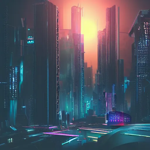 Prompt: realistic photo of Night City from the Cyberpunk universe