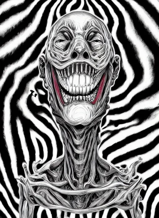 Prompt: digital _ painting _ of _ junji ito horror black and white _ by _ filipe _ pagliuso _ and _ justin _ gerard _ symmetric _ fantasy _ highly _ detailed _ realistic _ intricate _ port