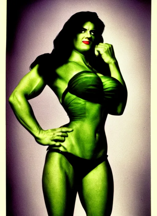 Image similar to a photo portrait of the she hulk in new york city by richard avedon dramatic lighting.