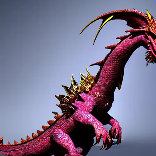 Image similar to a dragon whose scales are made out of rubies and diamonds, unreal engine, artstation