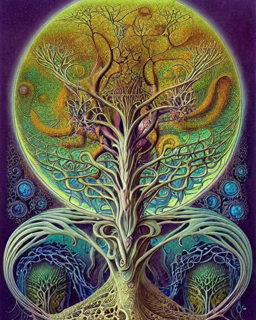 Image similar to tree of life by roger dean and andrew ferez, art forms of nature by ernst haeckel, divine chaos engine, symbolist, visionary, art nouveau, botanical fractal structures, organic, detailed, realistic, surreality