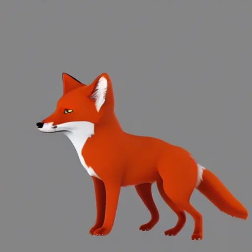 Image similar to an abstract icon depicting a fox, white background, render, blender, 3d