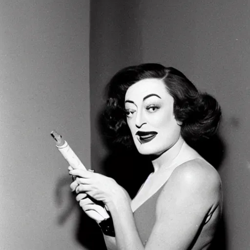 Image similar to joan crawford smoking a joint