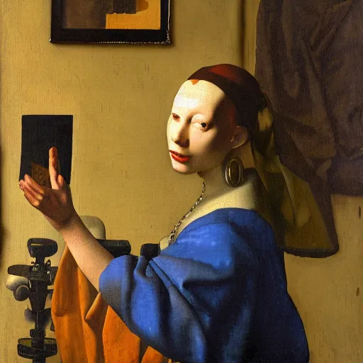 Image similar to cyborg by johannes vermeer