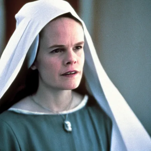 Prompt: Still of Amy Coney Barrett in The Handmaid’s Tale (1990)