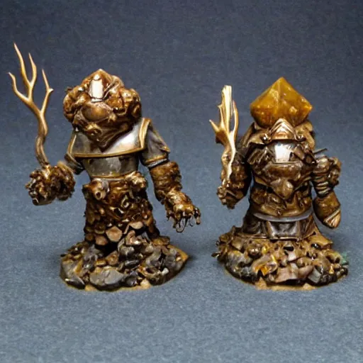 Prompt: golems with polyhedral shaped heads