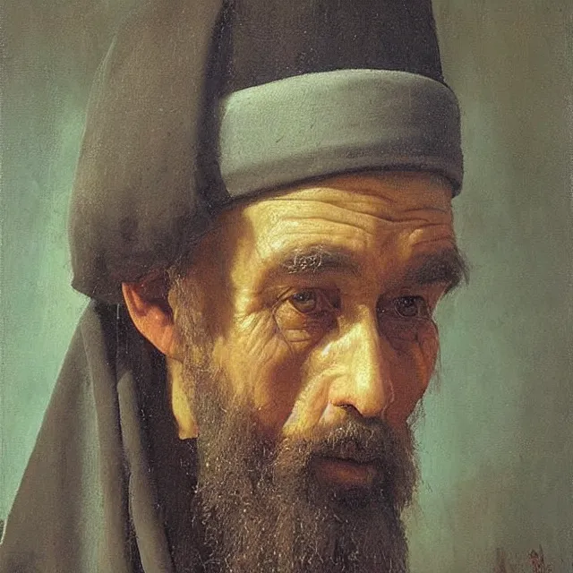 Prompt: “Realist Portrait of an Orthodox Priest by Andrey Shishkin, Oil on Canvas”