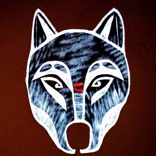 Image similar to shaman in a wolf mask, paleolithic cave art