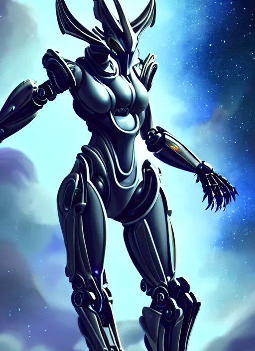 Image similar to cinematic goddess shot, cosmic sized perfectly proportioned stunning beautiful hot anthropomorphic robot mecha female dragon, in space, nebula sized, larger than galaxies, galaxy floating in palm, sleek silver armor, epic proportions, epic size, epic scale, digital art, furry art, macro art, dragon art, giantess art, warframe fanart, furaffinity, deviantart