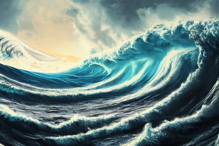 Image similar to a giant tsunami wave approaching a city, digital painting, mixed media, trending on artstation and deviantart, epic composition, highly detailed, 8 k