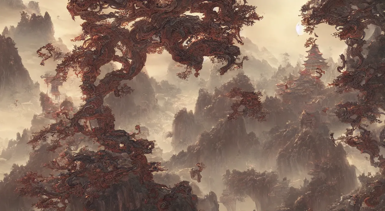 Prompt: beautiful painting of ancient china, unreal engine, ross tran, cinematic, intricate detail