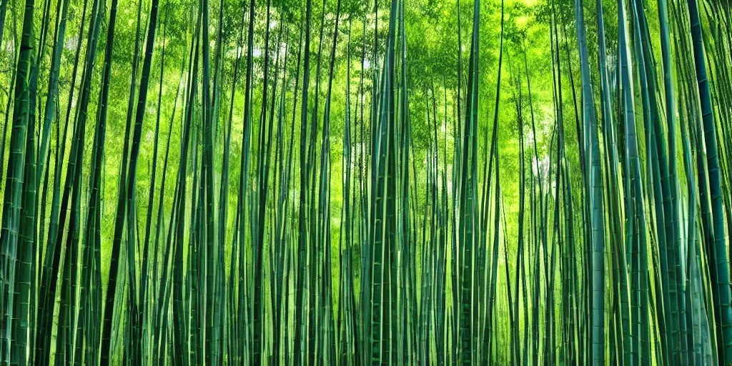 Image similar to award winning photo of a bamboo forest by Peter Lik,