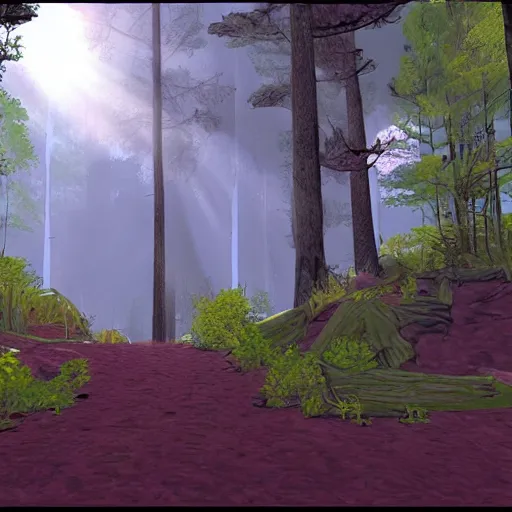 Image similar to a clearing in a forest in the style of a sierra point and click adventure game