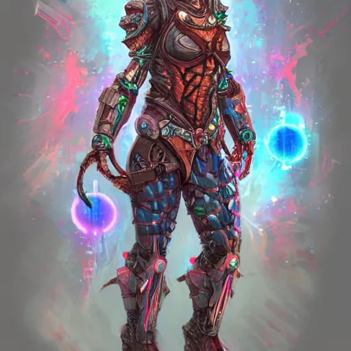 Image similar to biogenetic cyborg, d & d style, trending on artstation, colorful, intricate, art by kev chan